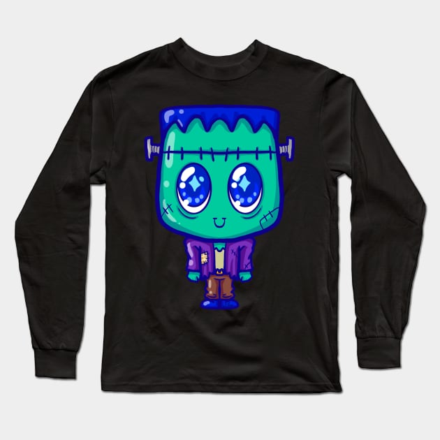 Cute little monster Frankenstein Long Sleeve T-Shirt by koneko